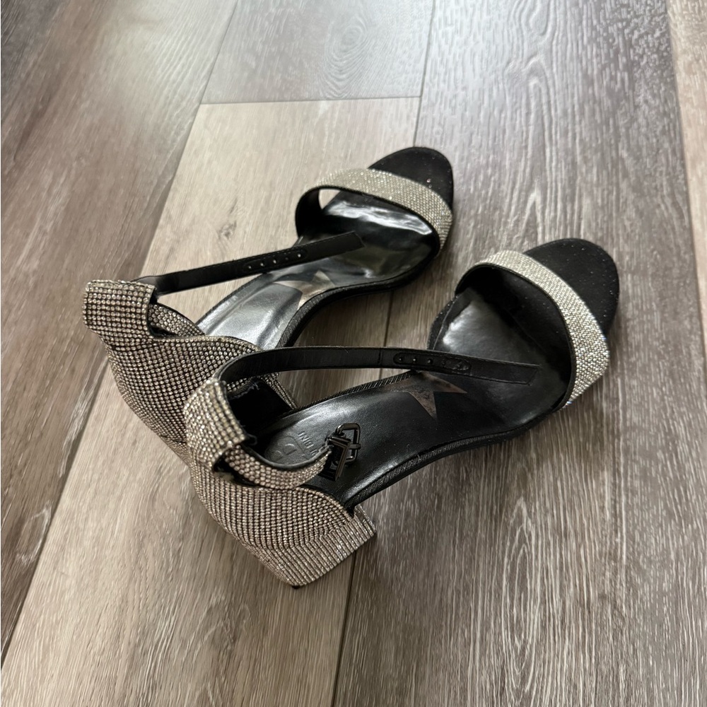 Elegant Black and Silver Sparkly Women's Heels